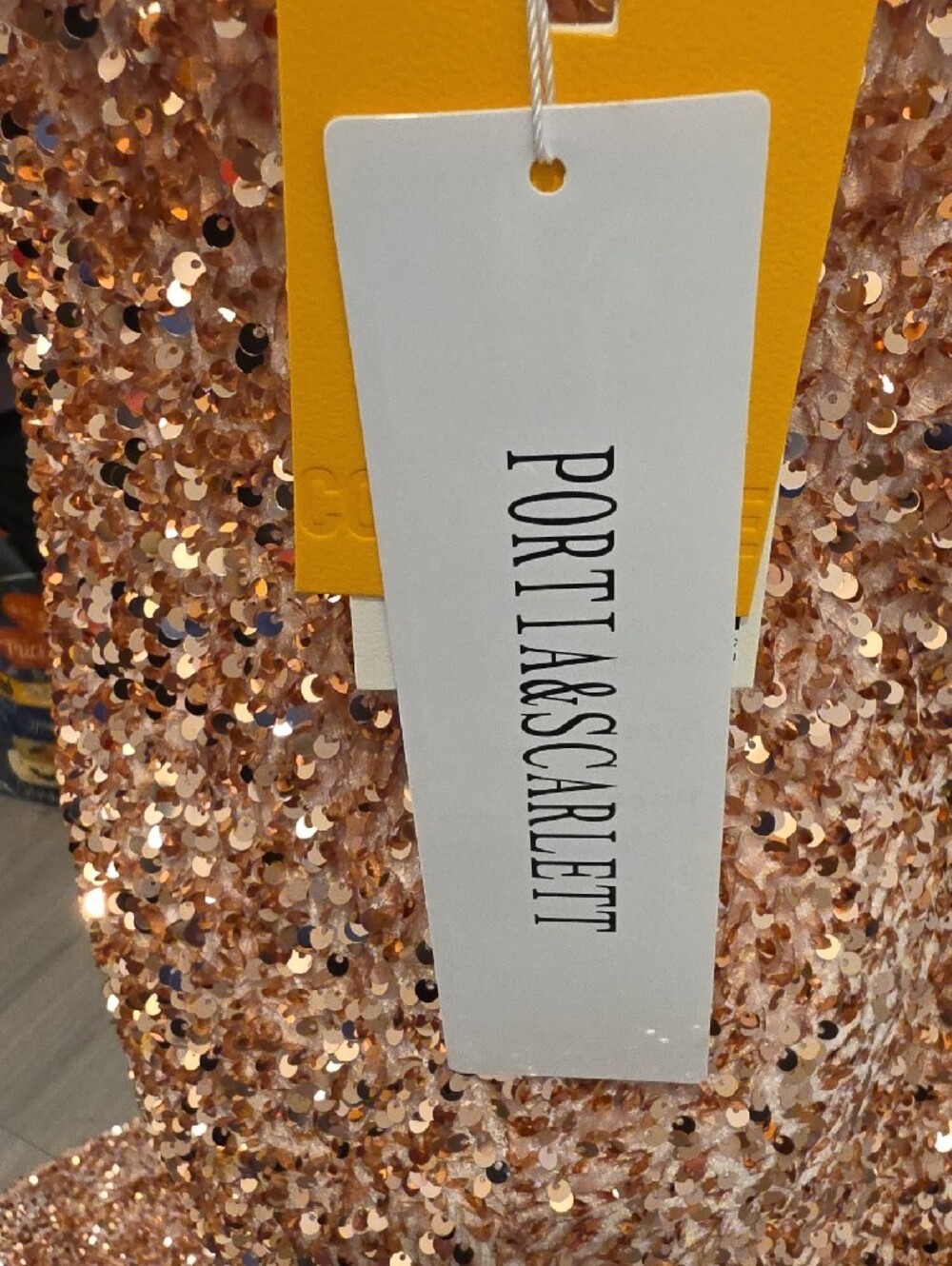Portia and Scarlett Rose Gold Sequin Strapless Mermaid Gown size 12 New with tag - Picture 3 of 14